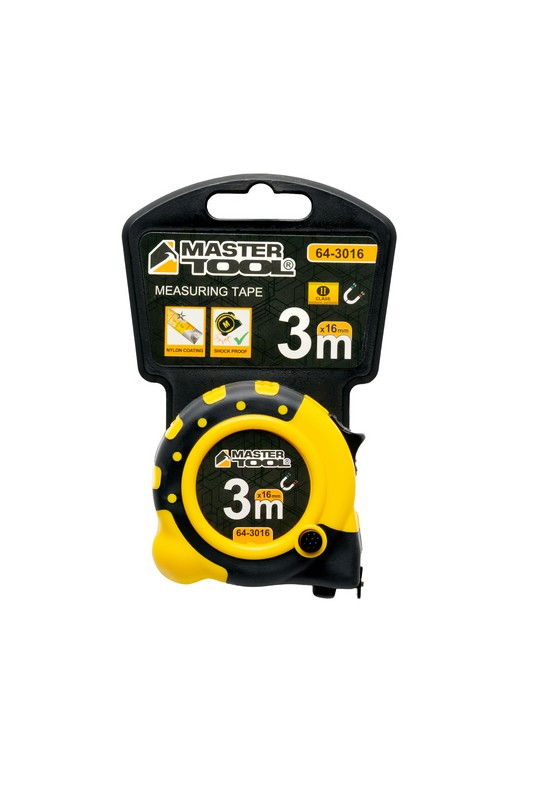 Рулетка MASTERTOOL 3 м×16 мм з магнітами 2 фіксатори кнопка STOP покриття TPR нейлонове покриття 64-3016 view 8
