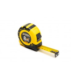 Рулетка MASTERTOOL 8 м×25 мм з магнітами 2 фіксатори кнопка STOP покриття TPR нейлонове покриття 64-8025