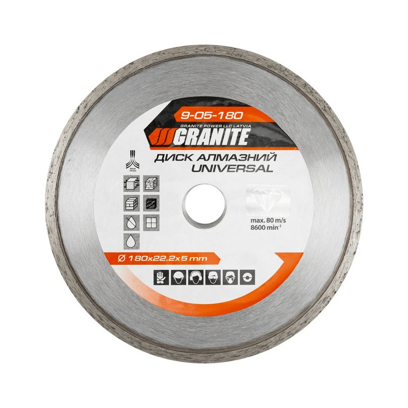 Диск алмазний GRANITE UNIVERSAL 180×2.4 мм 22-24% 8600 об/хв 9-05-180 view 1