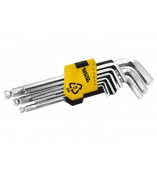 Ключі шестигранні з кулькою MASTERTOOL Long Arm CrV 1,5-10 мм 74-172 мм набір 9 шт 75-0957