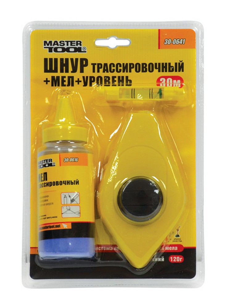 Набір для розмітки MASTERTOOL шнур 30 м, крейда, рівень 30-0641 view 2