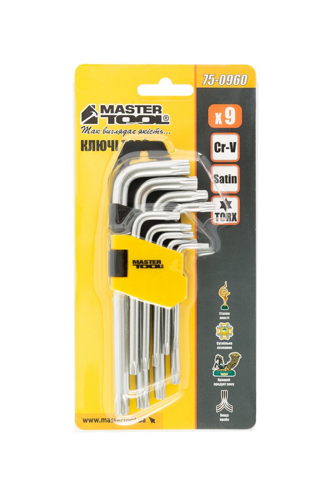 Ключі TORX MASTERTOOL CrV Т10/Т50 55/133 мм набір 9 шт 75-0960 view 4