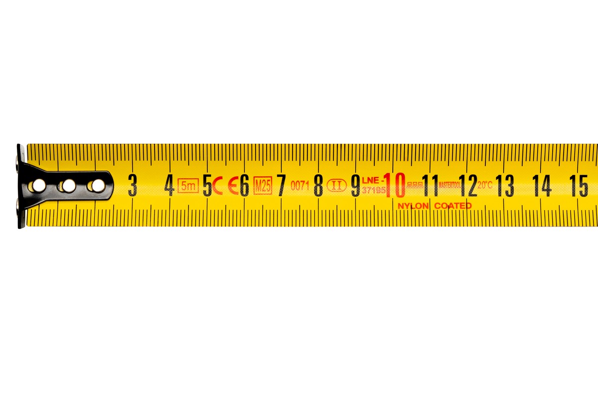 Рулетка MASTERTOOL 5 м×25 мм з магнітами 2 фіксатори кнопка STOP покриття TPR нейлонове покриття 64-5025 view 6