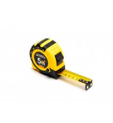 Рулетка MASTERTOOL 5 м×25 мм з магнітами 2 фіксатори кнопка STOP покриття TPR нейлонове покриття 64-5025