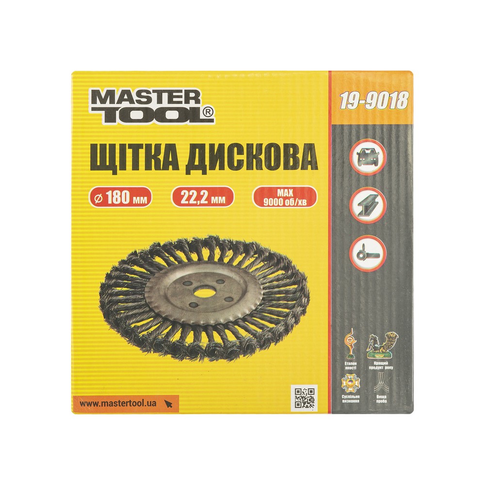 Щітка дискова MASTERTOOL з плетеного дроту Ø 180х22.2 мм 19-9018 view 3