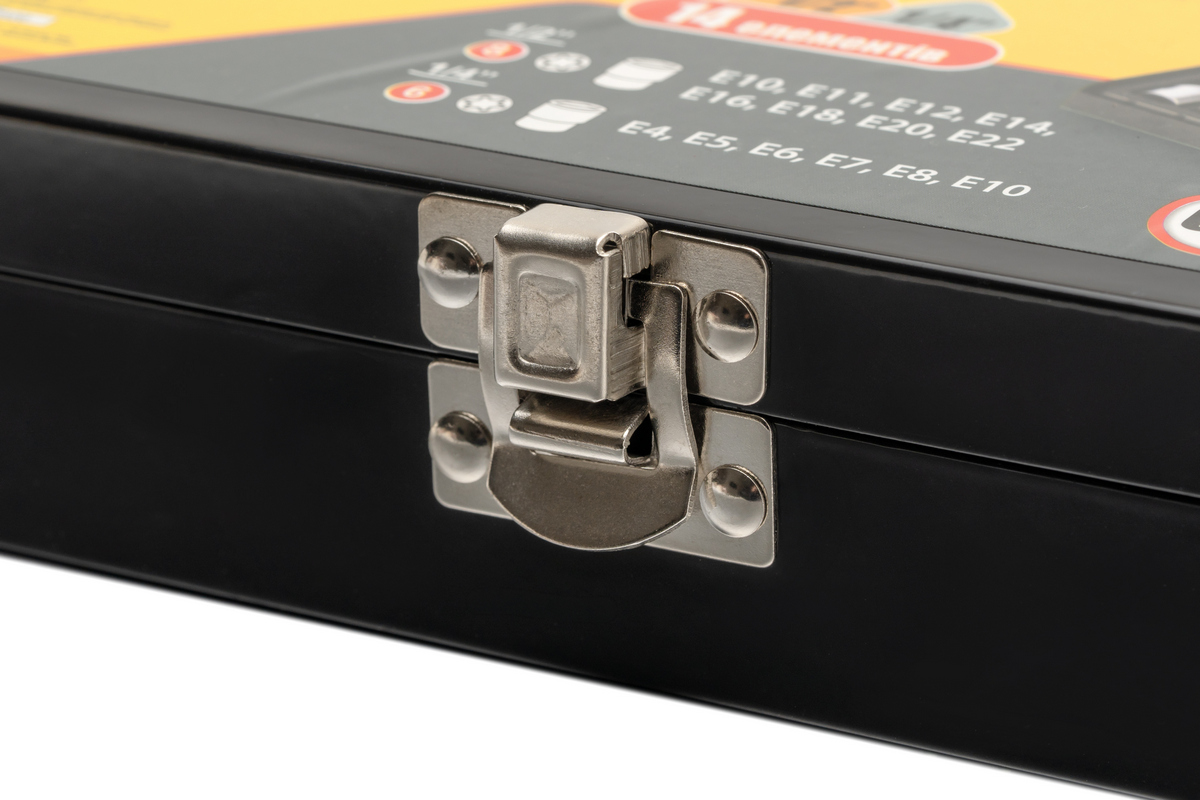 Набір головок торцевих E-TORX MASTERTOOL ¼" E4-E10 ½" E10-E22 CrV 14 шт металевий кейс 78-1414 view 4