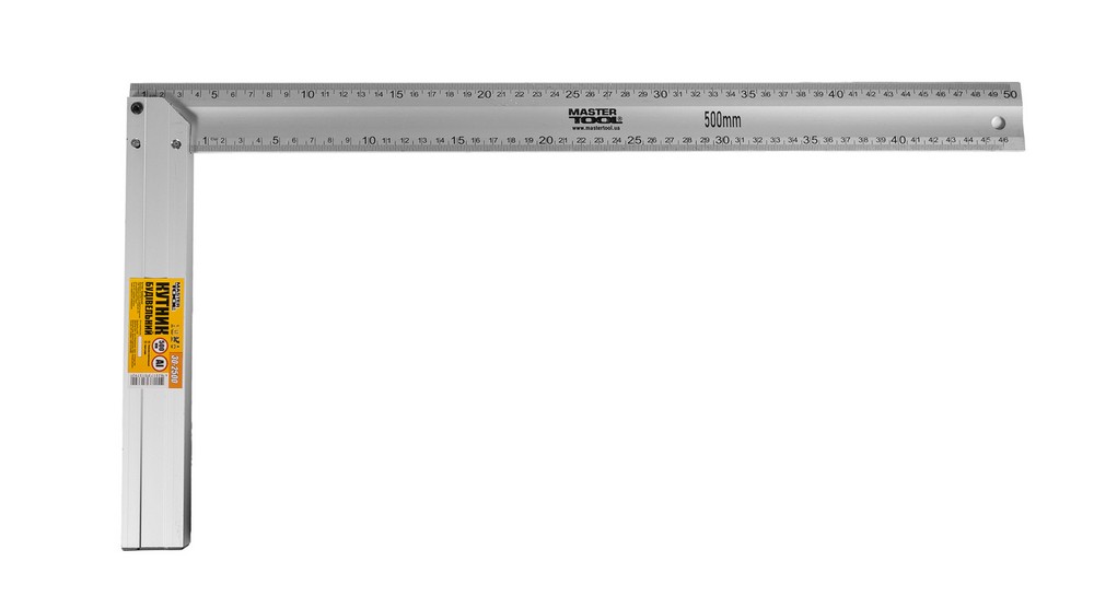 Кутник будівельний алюмінієвий MASTERTOOL 500 мм ручка Al 30-2500 view 2