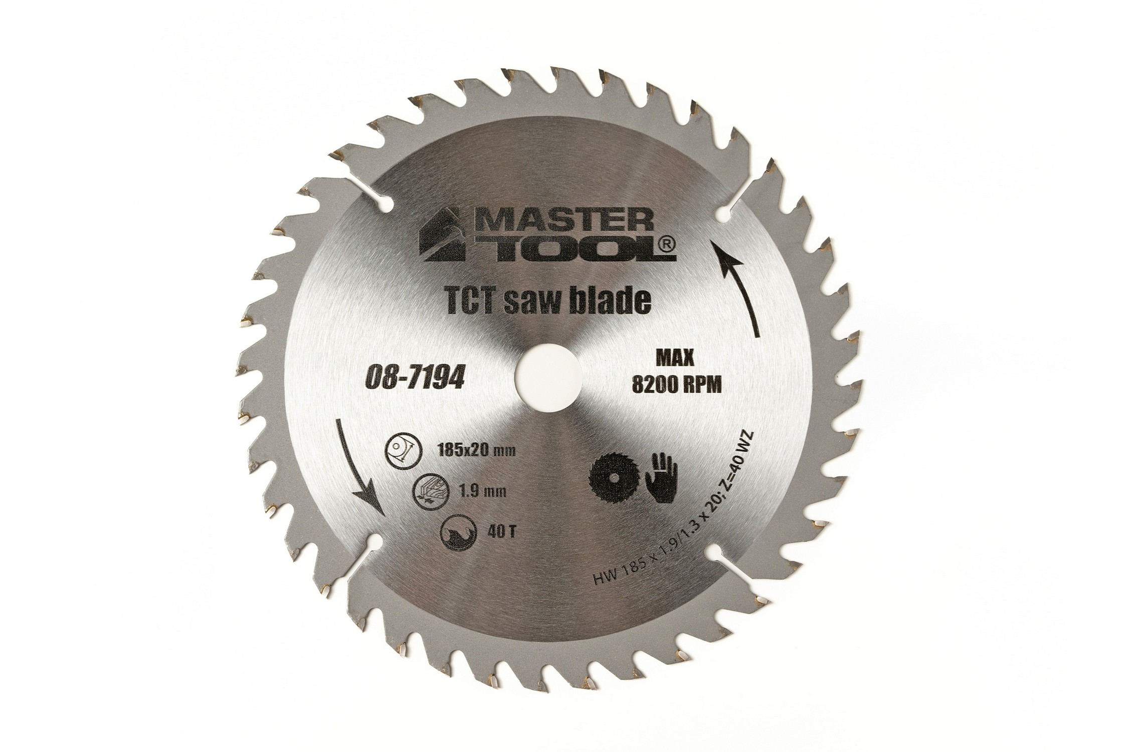 Диск пильний для дерева MASTERTOOL з твердосплавними напайками 185×20×40T адаптер 20-16 08-7194 view 1