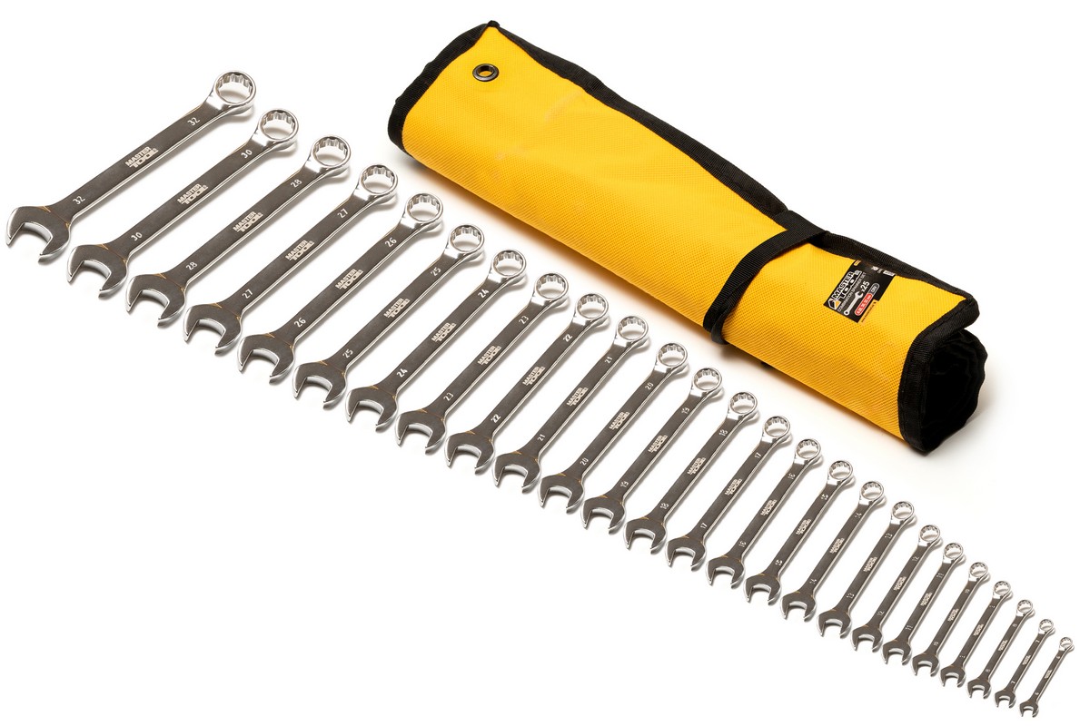 Ключі комбіновані MASTERTOOL набір 25 шт (6-28, 30, 32 мм) CrV SATIN FINISH DIN3113 у чохлі 71-2125 view 2