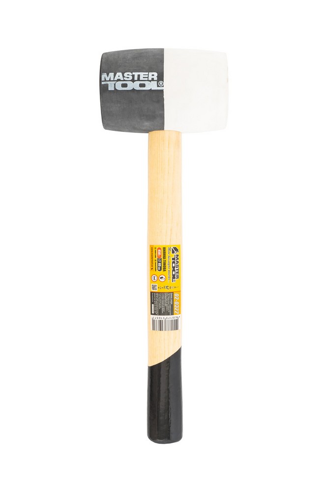 Киянка гумова MASTERTOOL 65 мм 450 г ручка з дерева чорно-біла 02-0322 view 2