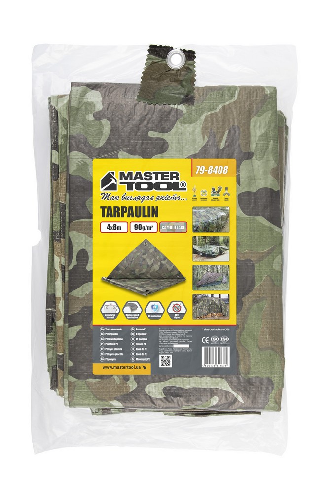 Тент універсальний MASTERTOOL TARPAULIN 4 × 8 м 90 г/м² Camouflage 79-8408 view 4