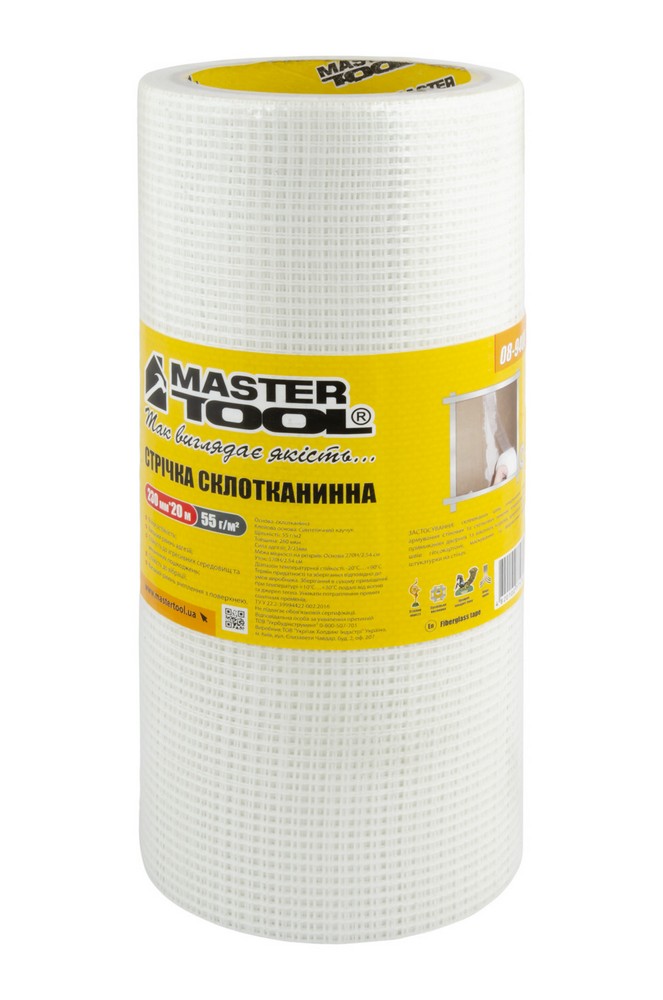 Стрічка склотканинна самоклеюча MASTERTOOL 230 мм×20 м 8×8 55 г/м² 08-9408 view 3