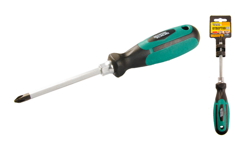 Викрутка хрестова магнітна MASTERTOOL HEXAGON РН2х100 мм ручка з TPR покриттям 45-8210 view 1
