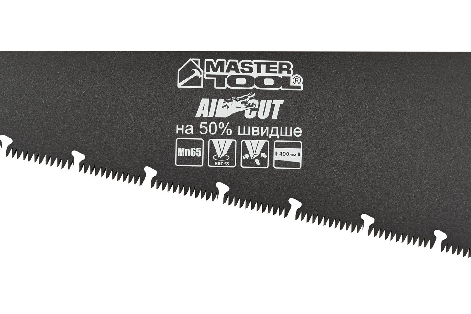 Ножівка столярна MASTERTOOL BLACK ALLIGATOR 400 мм 9TPI MAX CUT загартований зуб 3-D заточування тефлонове покриття 14-2440 view 2