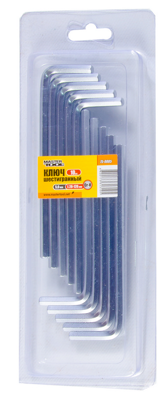 Ключ шестигранний MASTERTOOL Long Arm CrV 5,0 мм 28×120 мм набір 10 шт 75-0005 view 2