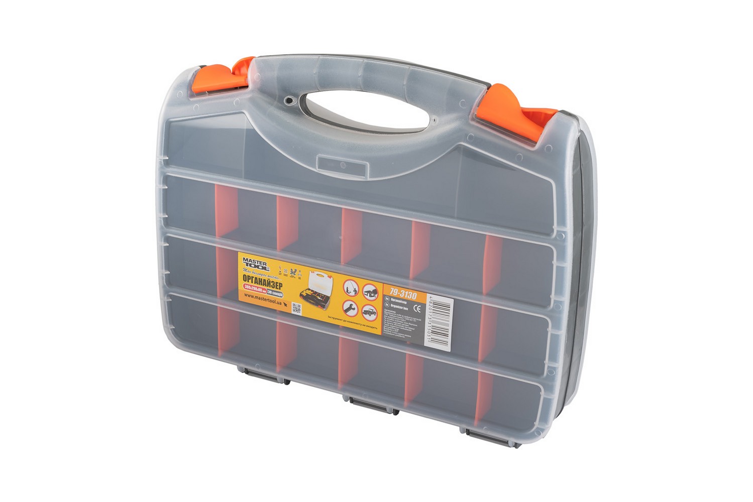 Органайзер двосторонній MASTERTOOL з ручкою 15" 380х290х80 мм 30 секцій 79-3130 view 2
