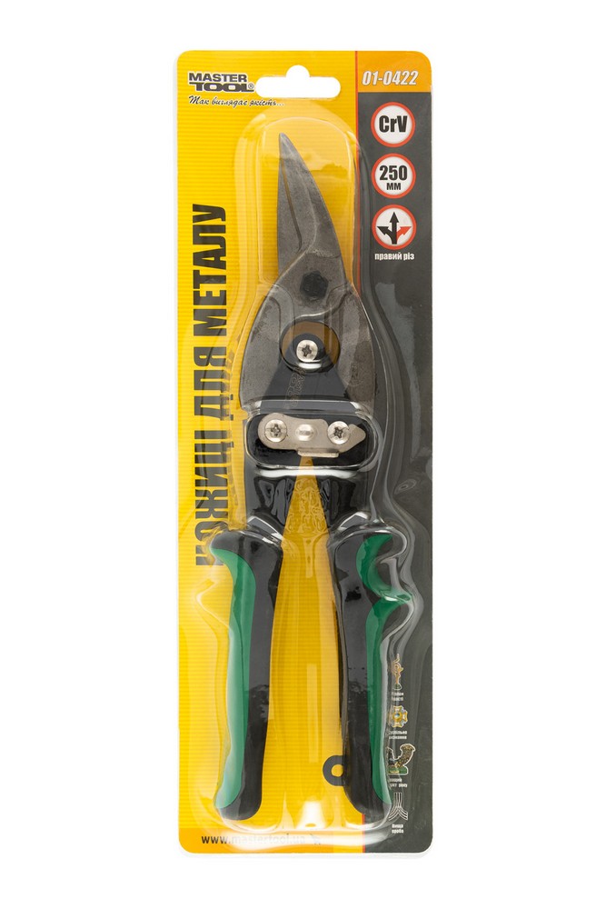 Ножиці для металу MASTERTOOL CrV 250 мм правий різ 01-0422 view 4