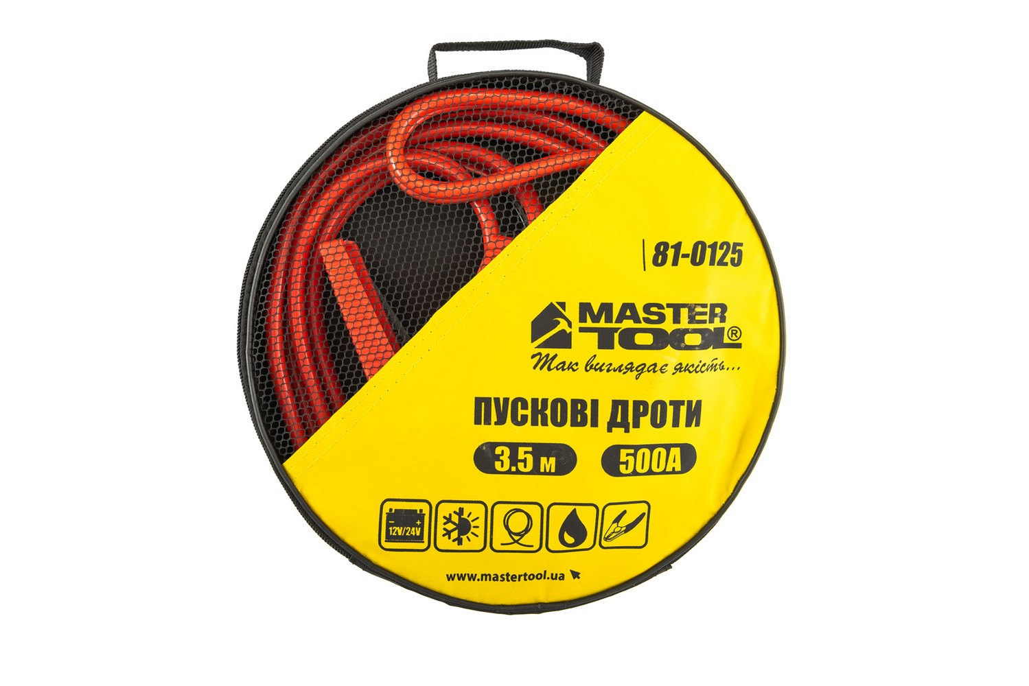 Дроти пускові MASTERTOOL 500А/12V/24V 3.5 м t до -40°C сумка для зберігання 81-0125 view 4