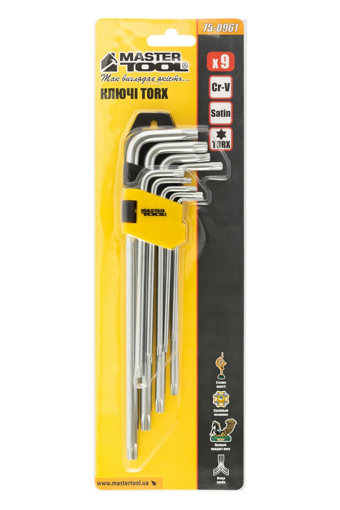 Ключі TORX MASTERTOOL Long Arm CrV Т10/Т50 90-227 мм набір 9 шт 75-0961 view 4
