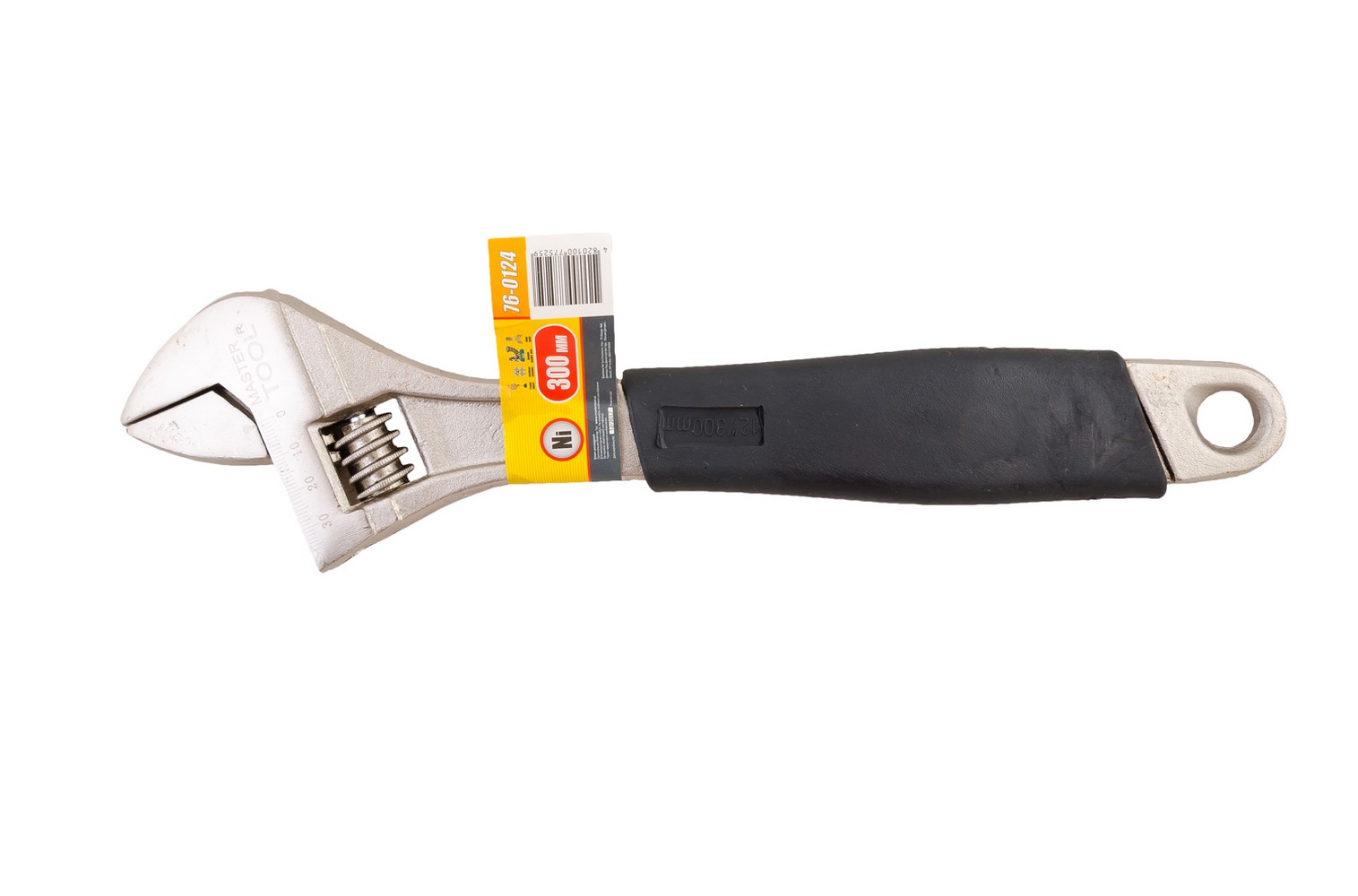 Ключ розвідний MASTERTOOL 300 мм 0-35 мм C45/Ni рукоятка з TPR накладкою 76-0124 view 2