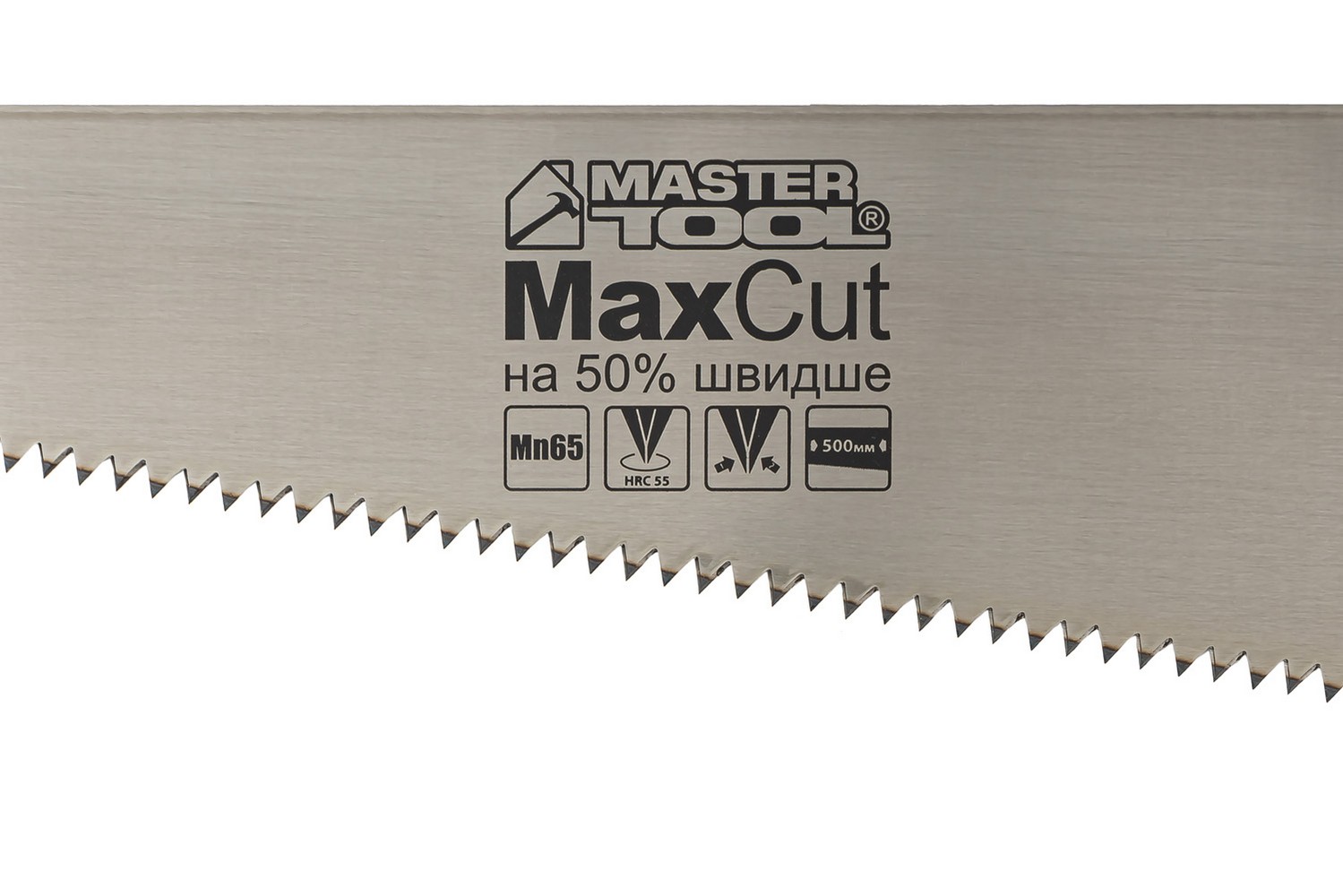 Ножівка столярна MASTERTOOL 4TPI MAX CUT 500 мм загартований зуб 2-D заточування поліроване 14-2650 view 2