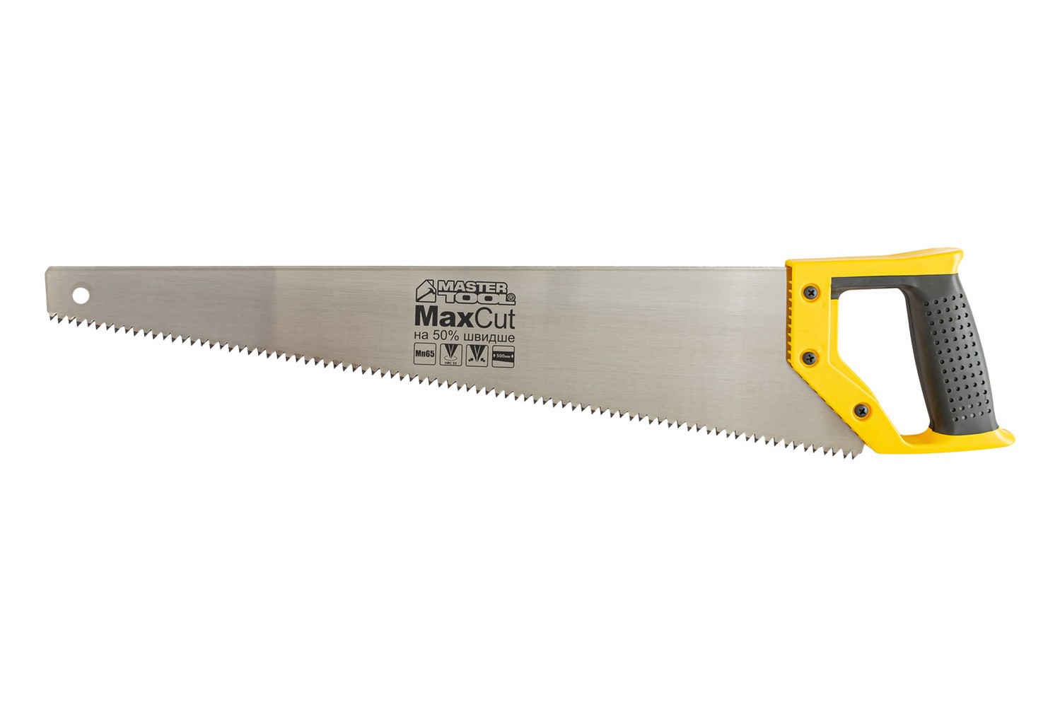 Ножівка столярна MASTERTOOL 4TPI MAX CUT 500 мм загартований зуб 2-D заточування поліроване 14-2650 view 1