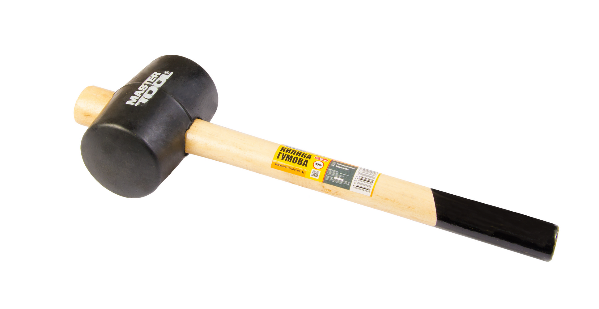 Киянка гумова MASTERTOOL 60 мм 450 г ручка з дерева чорна 02-0302 view 1