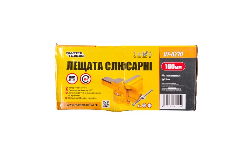 Лещата слюсарні настільні поворотні MASTERTOOL 100 мм з ковадлом 07-0210 view 4