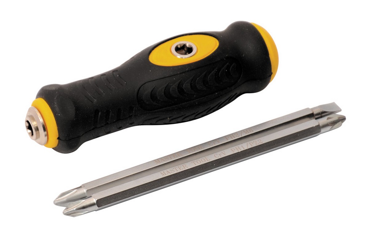 Викрутка MASTERTOOL Т-подібна 4-в-1 PH1-PZ2/PH2-SL6 130 мм 40-0140 view 1