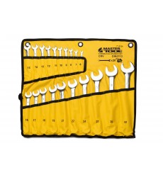 Ключи комбинированные MASTERTOOL SATIN FINISH набор 20 шт (6–19/21/22/24/27/30/32 мм) CrV DIN 3113 в чехле 71-2120