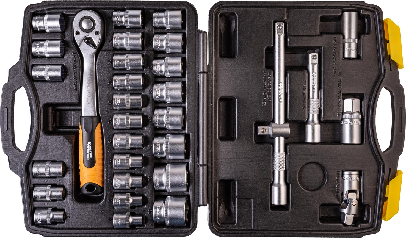 Набір інструментів MASTERTOOL PROFI ½" 32 шт 8-32 мм CrV50BV30 протиударний кейс 78-4032 view 3