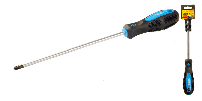 Викрутка хрестова магнітна MASTERTOOL PH2х200 мм ручка з TPR покриттям 48-5220 view 1