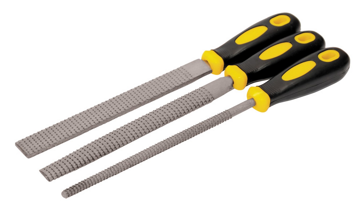 Рашпілі по дереву MASTERTOOL 200 мм набір 3 шт плоский/круглий/напівкруглий 06-0330 view 1