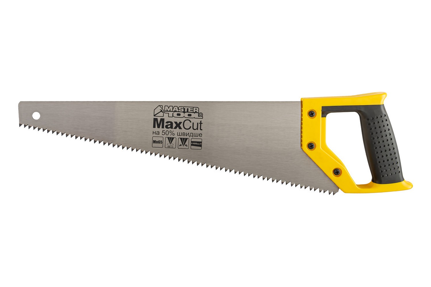 Ножівка столярна MASTERTOOL 4TPI MAX CUT 400 мм загартований зуб 2-D заточування поліроване 14-2640 view 1