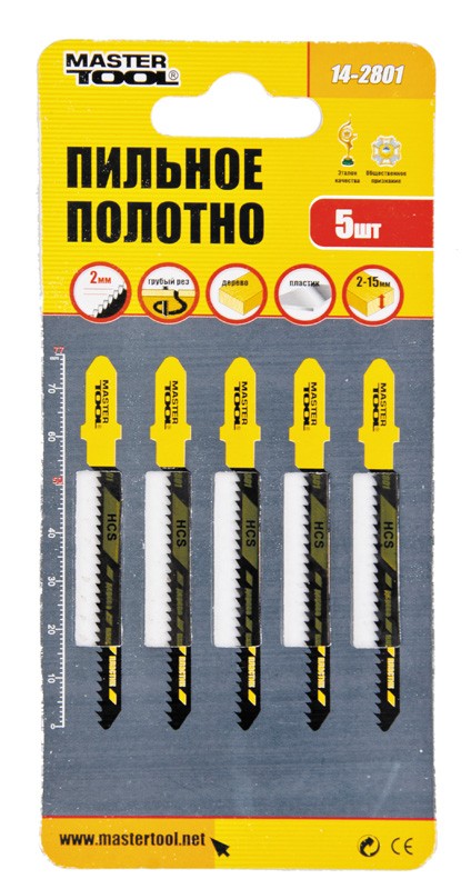 Полотно пильне для лобзика MASTERTOOL T119BO 5 шт дерево/пластик швидкий фігурний різ 12TPI/77 мм 14-2801 view 2