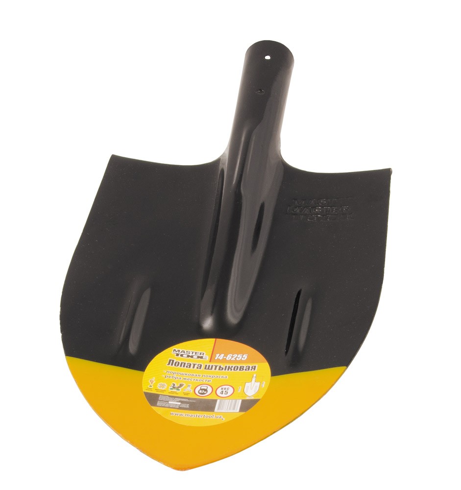 Лопата штикова MASTERTOOL 210х290х405 мм чорно-жовте фарбування 14-6255 view 1