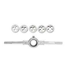 Плашки для нарізання різьби MASTERTOOL M4/M5/M6/M8/M10 з тримачем набір 6 шт 15-0406