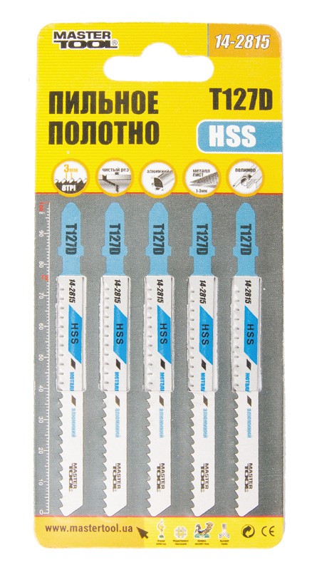 Полотно пильне для лобзика MASTERTOOL T127D 5 шт кольоровий метал прямий різ 8TPI/100 мм 14-2815 view 2