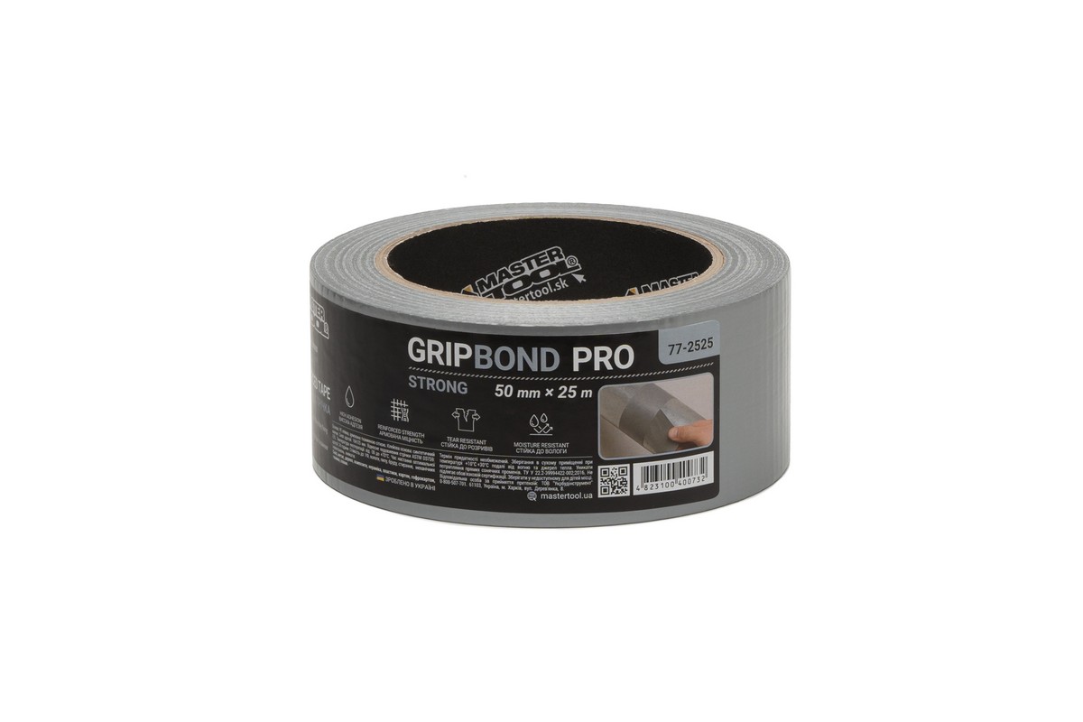 Стрічка армована MASTERTOOL GripBond Pro Strong t 70°C 50 мм×25 м сіра 77-2525 view 1