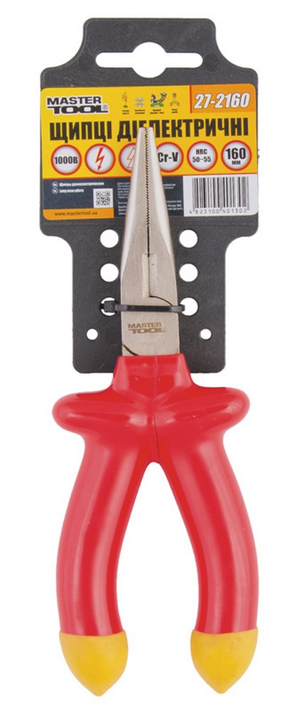 Щипці прямі діелектричні MASTERTOOL 160 мм CrV6150/HRC 50~55 27-2160 view 2