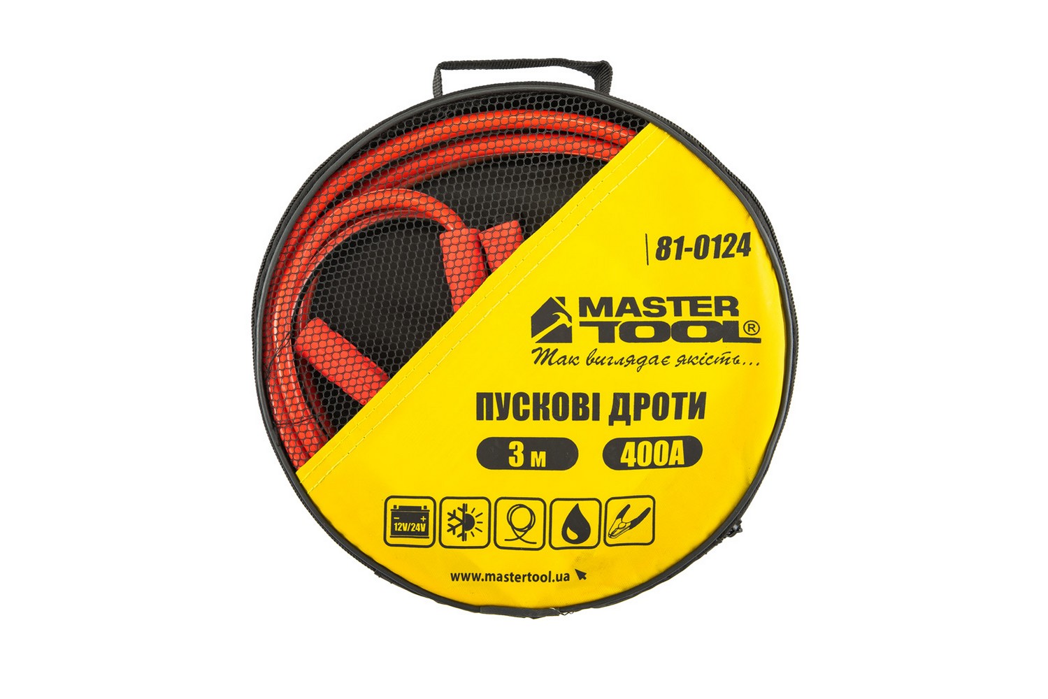 Дроти пускові MASTERTOOL 400А/12V/24V 3 м t до -40°C сумка для зберігання 81-0124 view 4