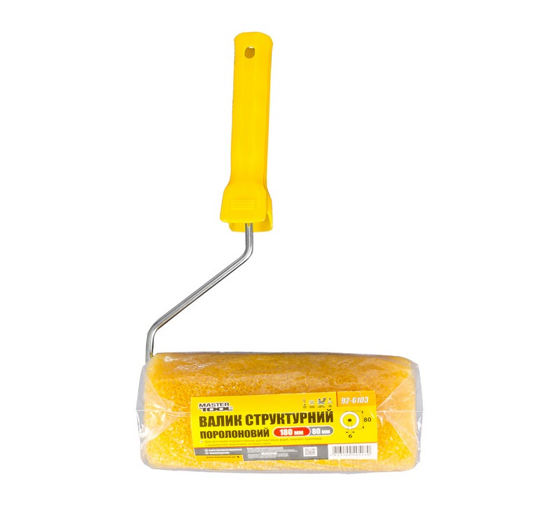 Валик малярський структурний MASTERTOOL Moltopren Decor 80/180 мм Ø 6 мм з ручкою 92-6103 view 3