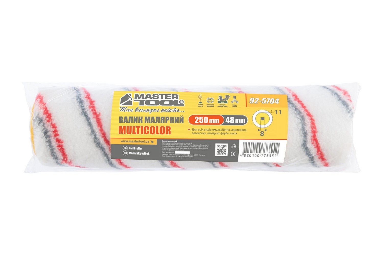Валик малярський MASTERTOOL Multicolor 48/250/11 мм Ø 8 мм 92-5704 view 3