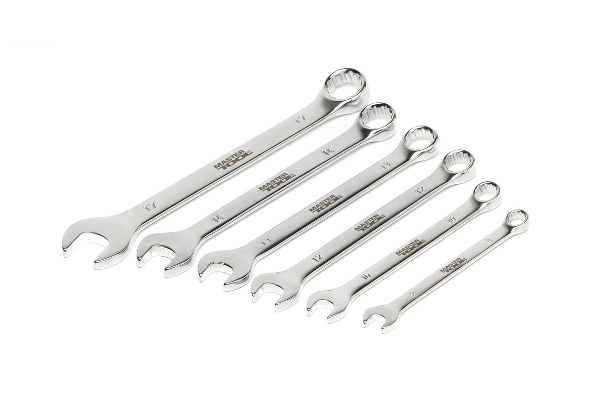 Ключі комбіновані MASTERTOOL набір 6 шт (8, 10, 12, 13, 14, 17 мм) 31CRV3 SATIN FINISH DIN3113 71-2106 view 2