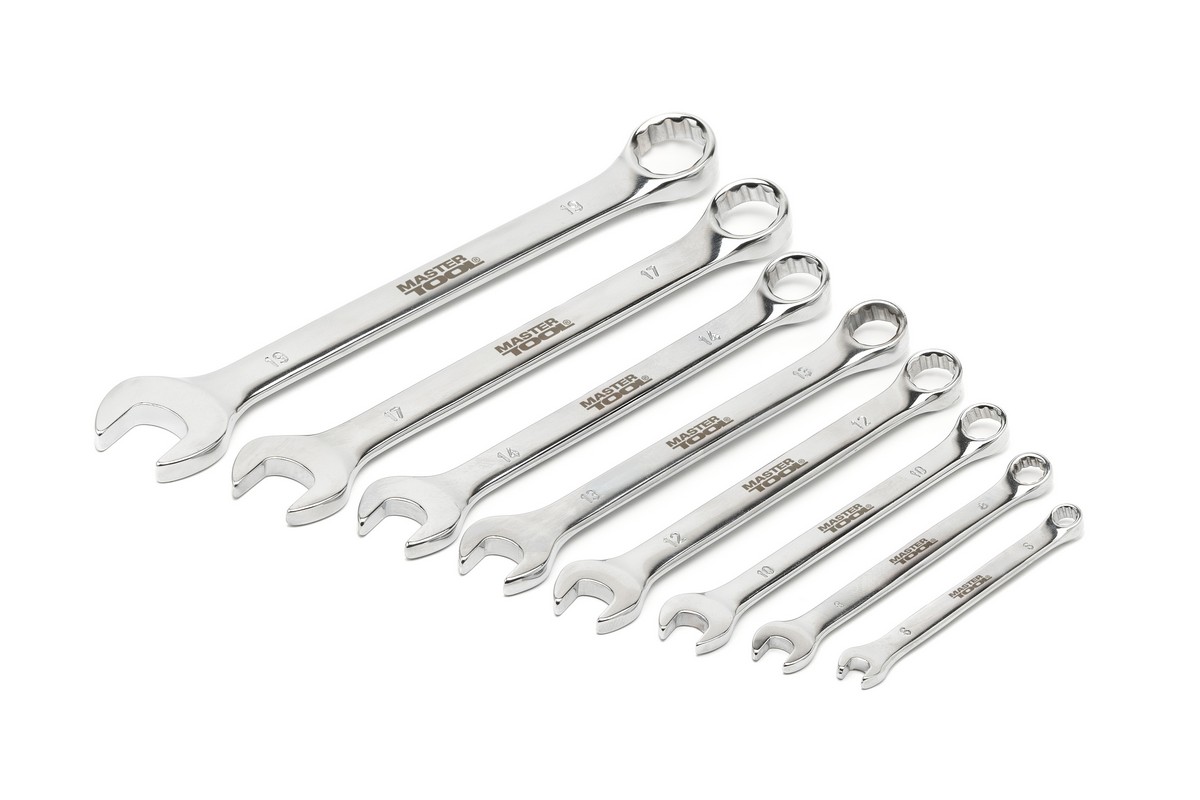 Ключі комбіновані MASTERTOOL набір 8 шт (6, 8, 10, 12, 13, 14, 17, 19 мм) CrV SATIN FINISH DIN3113 71-2108 view 2