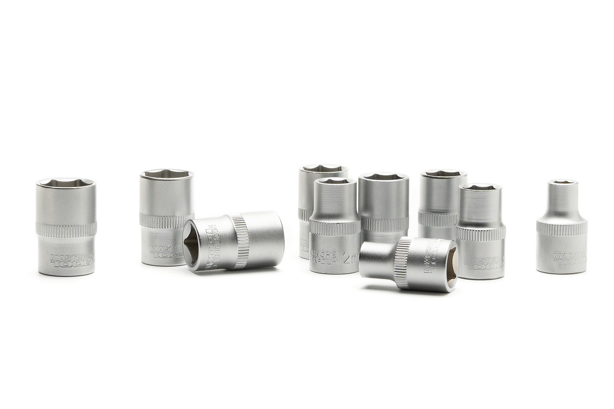 Набір головок торцевих 6-гранних MASTERTOOL ½" 8-19 мм L 40 мм CrV 10 шт 78-1210 view 4