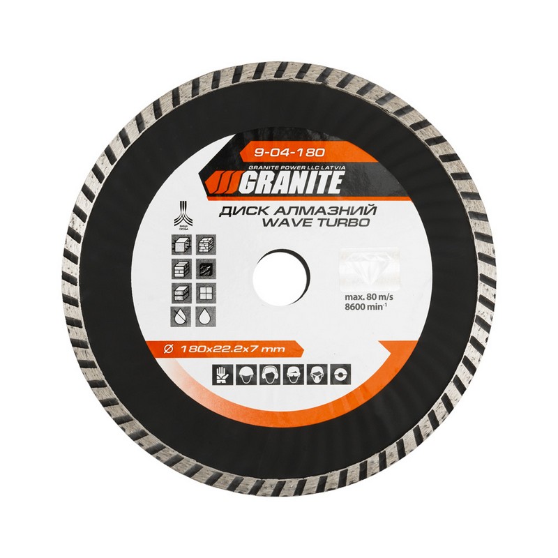 Диск алмазний GRANITE TURBO WAVE 180×2.6 мм 22-24% 8600 об/хв 9-04-180 view 1