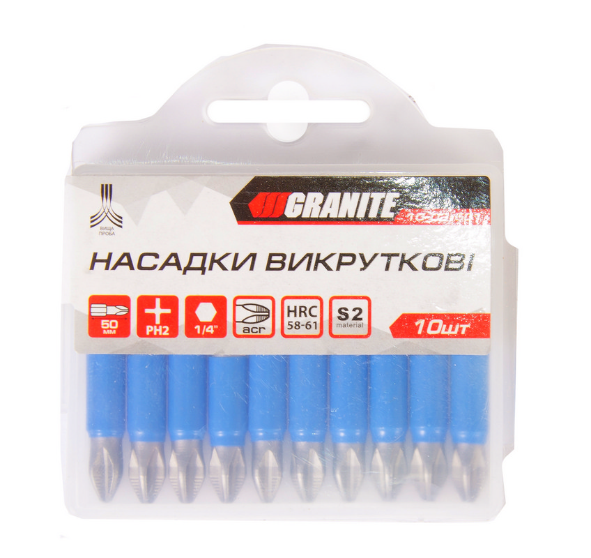 Насадка викруткова GRANITE PH2 50 мм ¼" S2 набір 10 шт 10-02-501 view 2