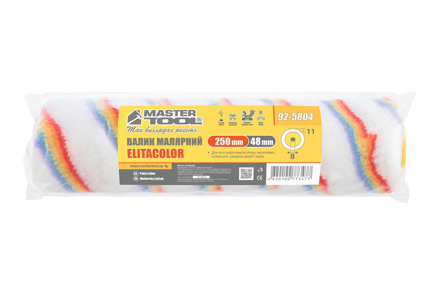 Валик малярський MASTERTOOL Elitacolor 48/250/11 мм Ø 8 мм 92-5804 view 3