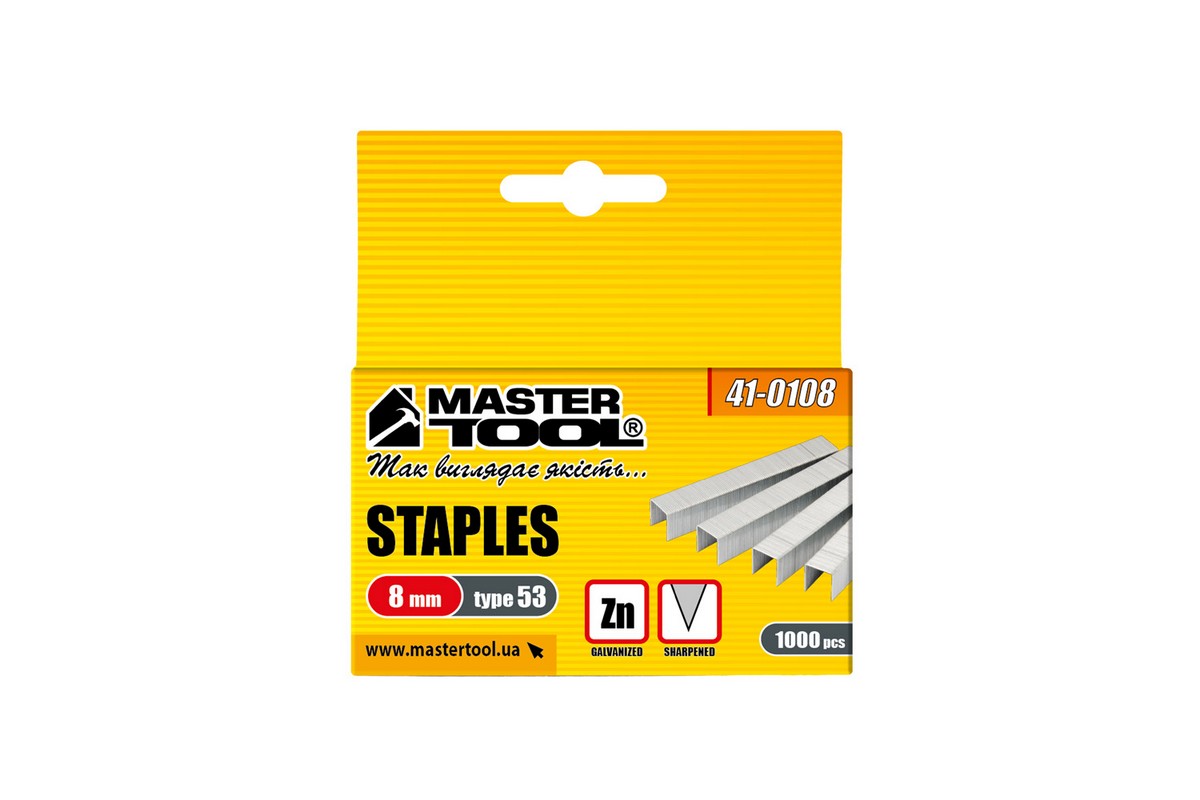 Скоби MASTERTOOL R53 8 мм 1000 шт 41-0108 view 2